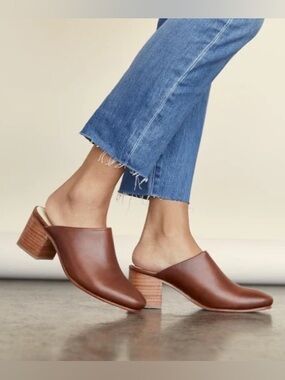 Nisolo All-Day Heeled Mule Brandy Closed Toe Leather Slip On Clogs Women’s 9